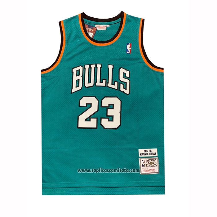 Camiseta Chicago Bulls Michael Jordan NO 23 Mitchell & Ness 1997-98 Verde1